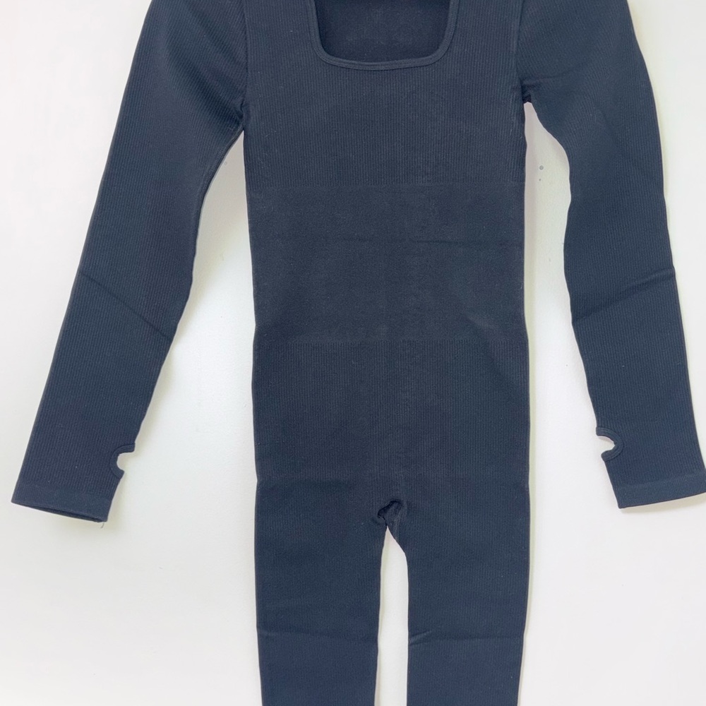Black Ribbed Jumpsuit - Picture 2 of 8